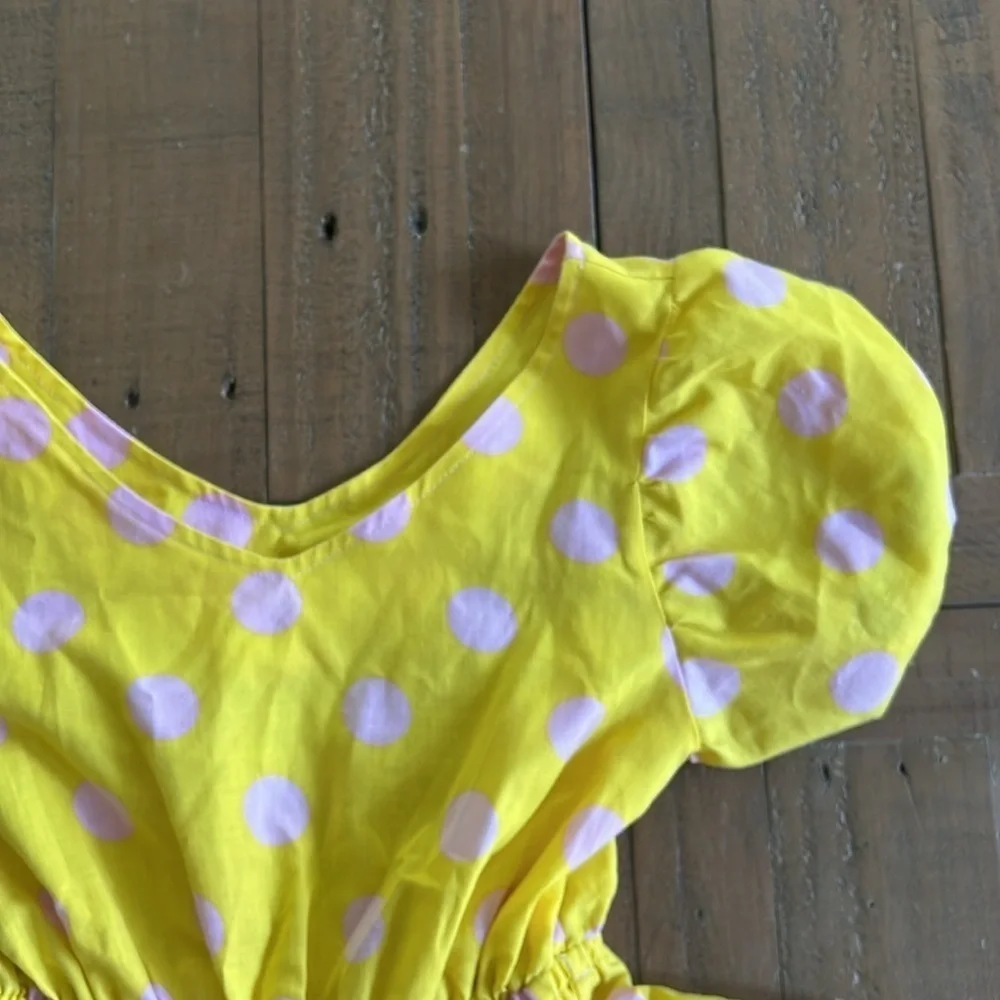 Wild rich kids yellow polka dot twirl dress
